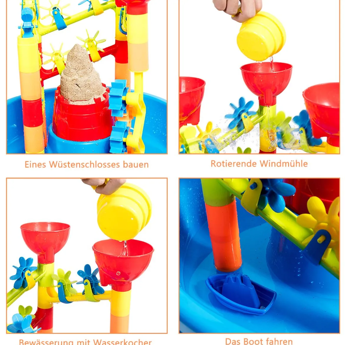 Sandkastentisch 2-in-1 Strandspielzeug Set mit Sandschaufel 46 x 46 x 66 cm