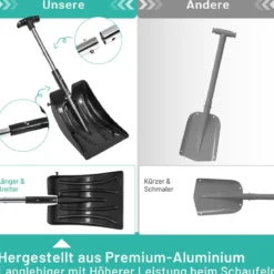 Schaufel 3-in-1-Multifunktions-Schneeschaufel-Set mit Schneebürste und Eiskratzer Schwarz
