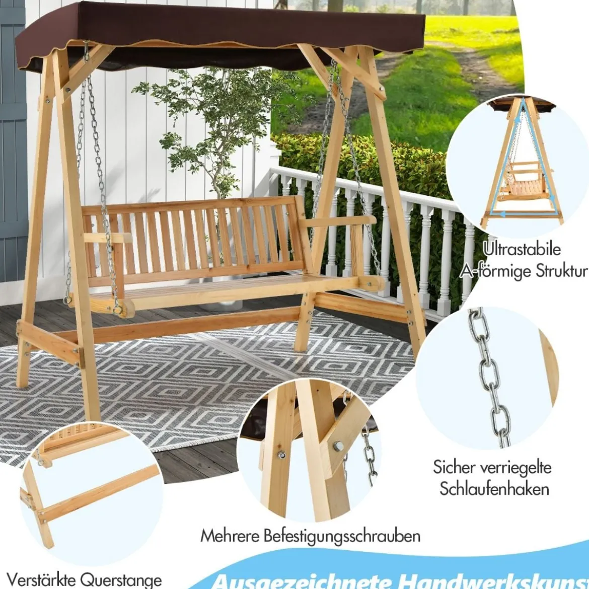 Schaukelbank aus Tannenholz 2-Personen-Schaukel