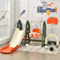 Schaukelgerüst Rutschen- und Schaukel-Set für Kleinkinder 172 x 182 x 108-120 cm Orange