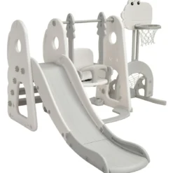 Schaukelgerüst Rutschen- und Schaukel-Set für Kleinkinder 172 x 182 x 108-120 cm Weiß