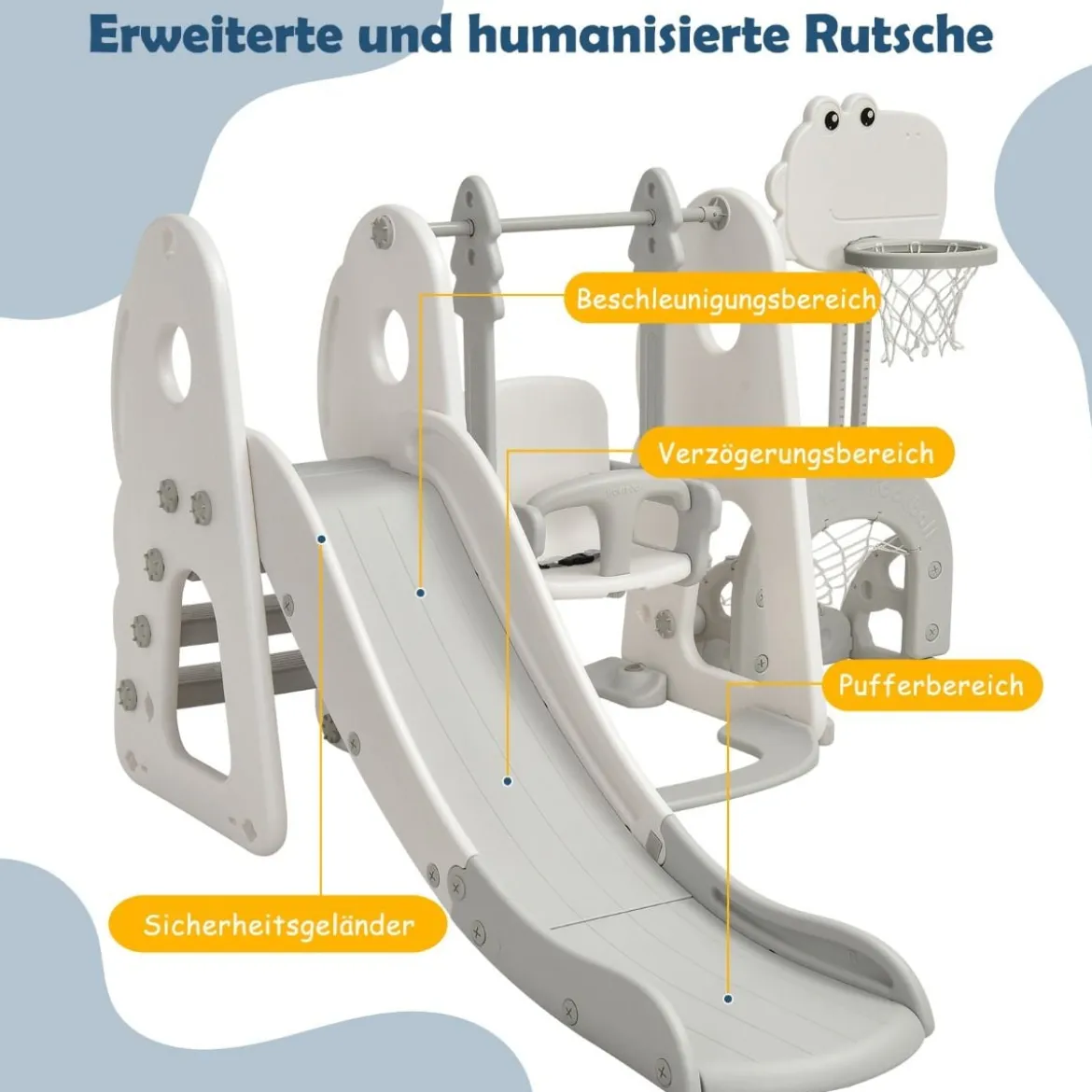 Schaukelgerüst Rutschen- und Schaukel-Set für Kleinkinder 172 x 182 x 108-120 cm Weiß