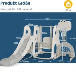 Schaukelgerüst Rutschen- und Schaukel-Set für Kleinkinder 172 x 182 x 108-120 cm Weiß