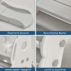 Schaukelgerüst Rutschen- und Schaukel-Set für Kleinkinder 172 x 182 x 108-120 cm Weiß