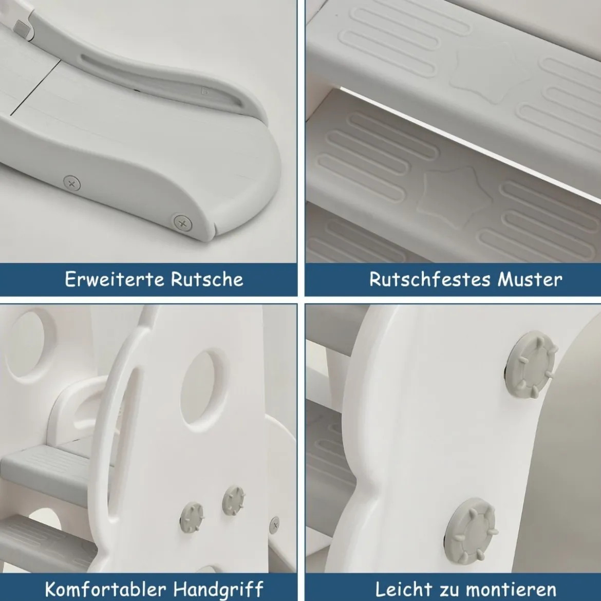 Schaukelgerüst Rutschen- und Schaukel-Set für Kleinkinder 172 x 182 x 108-120 cm Weiß