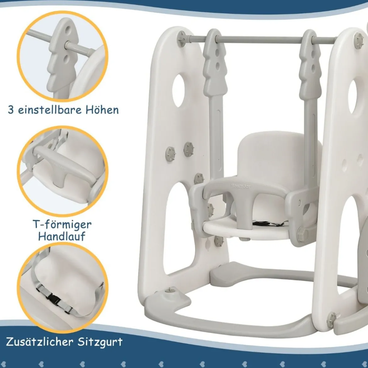 Schaukelgerüst Rutschen- und Schaukel-Set für Kleinkinder 172 x 182 x 108-120 cm Weiß