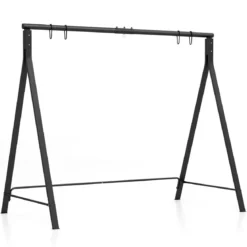 Schaukelgestell aus Metall mit 5 Aufhängeringen Schaukelständer 210 x 115 x 175 cm Schwarz