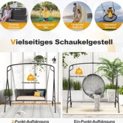 Schaukelgestell aus Metall mit Zusätzlichen Seitenstangen & 2-Ring-Design 170 x 118 x 165 cm