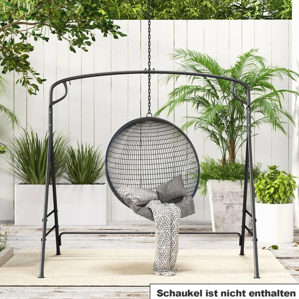 Schaukelgestell aus Metall mit Zusätzlichen Seitenstangen & 2-Ring-Design 170 x 118 x 165 cm