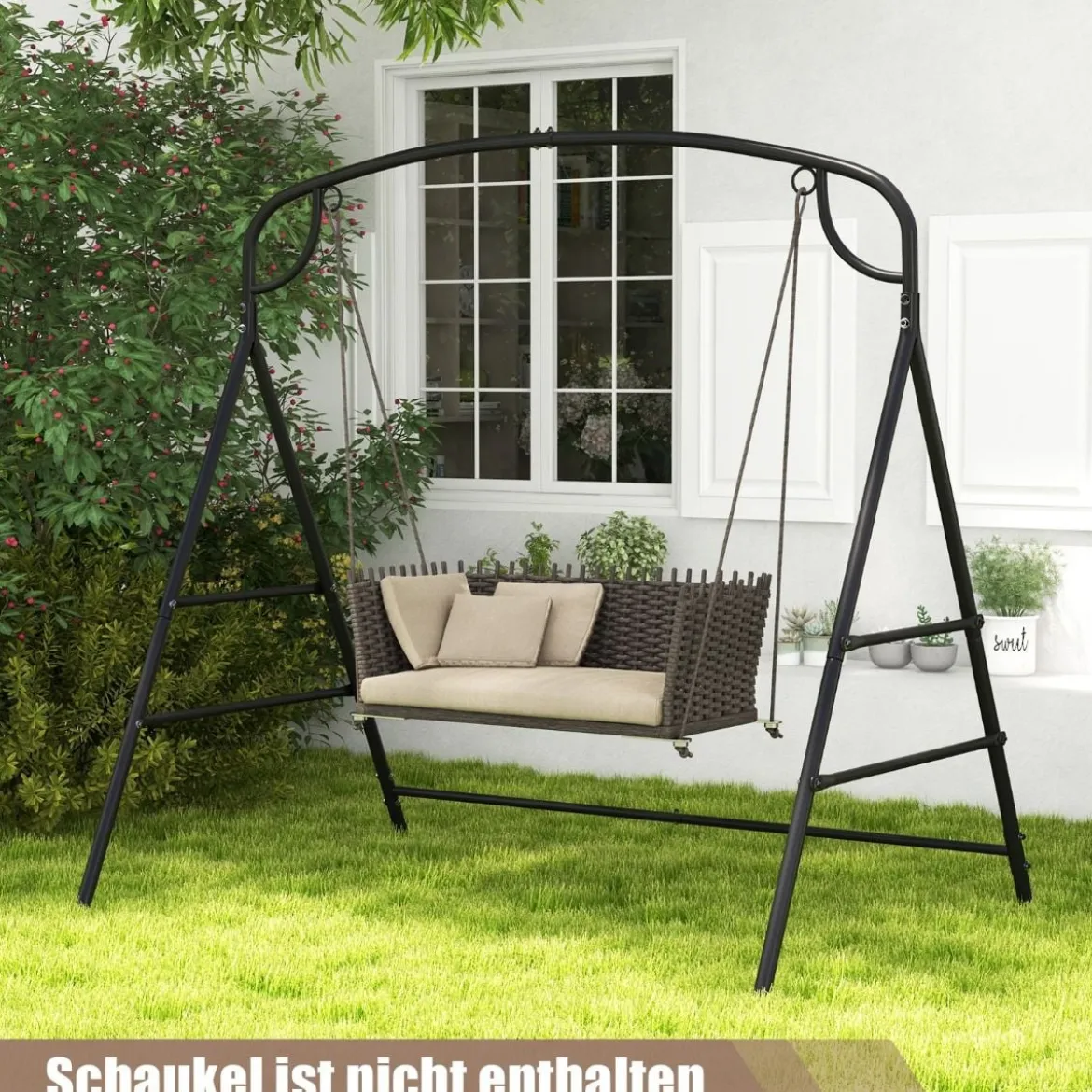 Schaukelgestell für Hängebank Gestell für Hollywoodschaukel 180 x 133 x 182 cm Schwarz