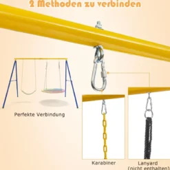 Schaukelgestell mit A-Rahmen Doppelschaukel Metallahmen 249 x 185 x 181,5 cm Blau + Gelb