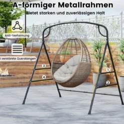 Schaukelgestell mit 2 Aufhängemöglichkeiten Gestell für Nestschaukel Schwarz
