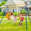 Schaukelgestell mit 2 Schaukeln & Gleitersitzen & Verstellbaren Hängeseilen Kinderschaukel