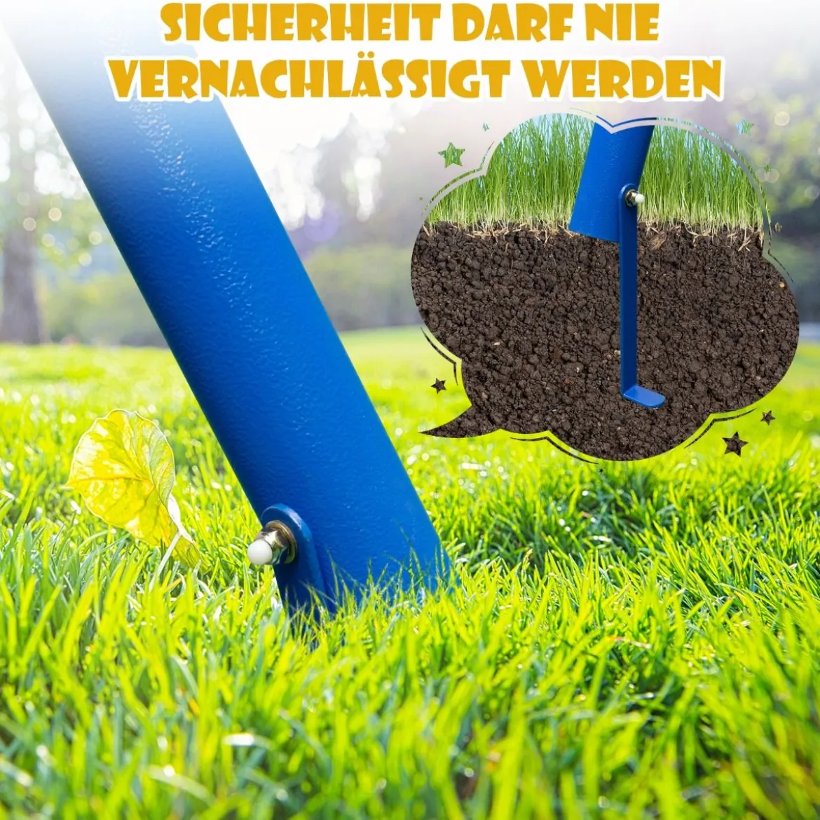 Schaukelgestell mit 2 Schaukeln & Gleitersitzen & Verstellbaren Hängeseilen Kinderschaukel