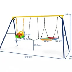 Schaukelgestell Outdoor 3 in 1 Schaukel Set mit Babyschaukel U-Schaukel & Nestschaukel