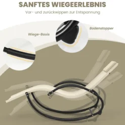 Schaukelliegestuhl mit Abnehmbarem Kopfstützkissen & Atmungsaktivem Polster Beige