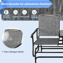Schaukelsitz für 2 Personen Schaukelbank mit Doppelsitz & Tisch Grau