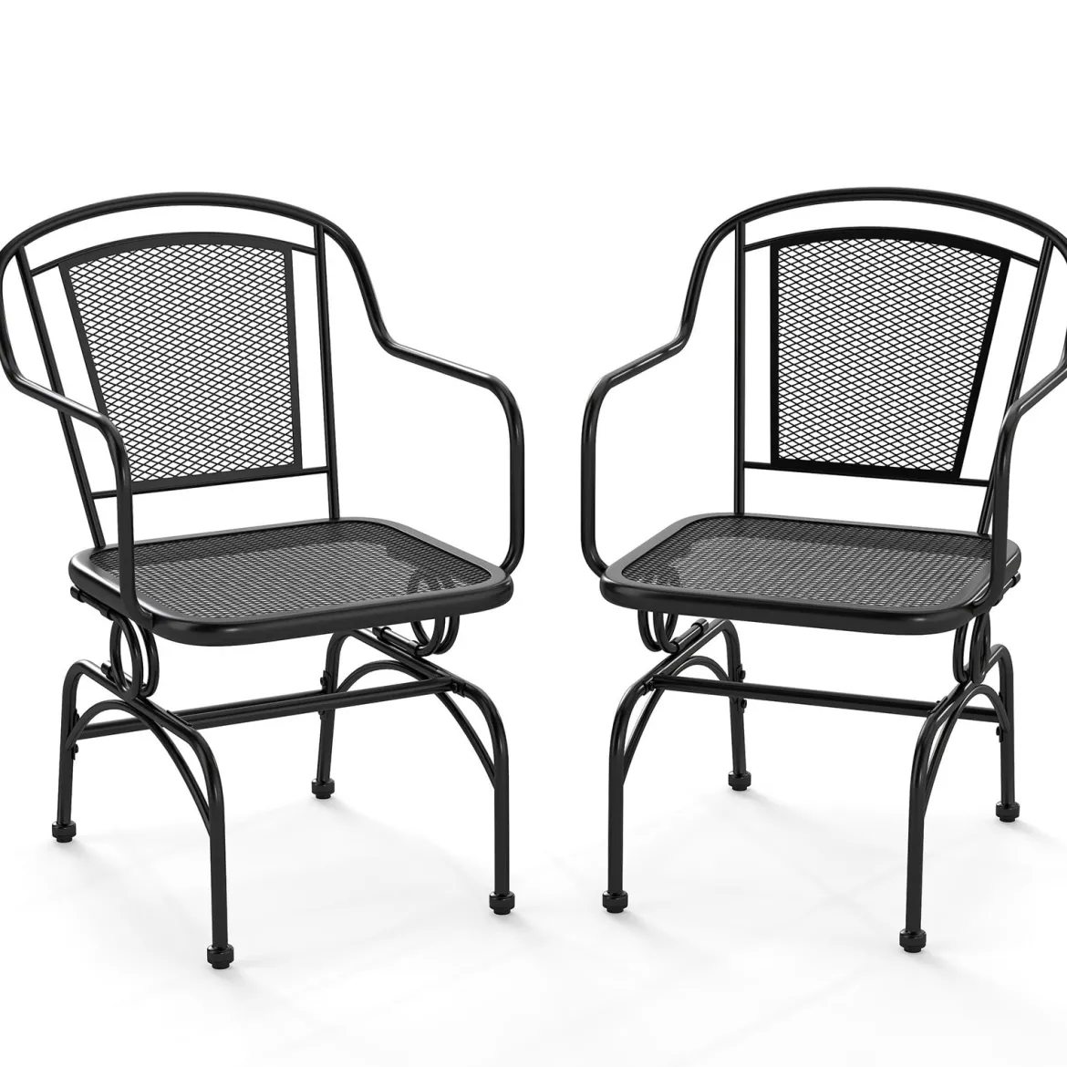 Schaukelstühle 2er Set aus Metall Schwarz – Hängestühle mit sanfter Schaukelbewegung für Garten & Terrasse Balkonmöbel Belastbarkeit bis 150kg