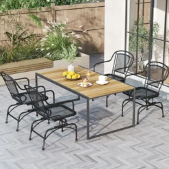 Schaukelstühle 2er Set aus Metall Schwarz – Hängestühle mit sanfter Schaukelbewegung für Garten & Terrasse Balkonmöbel Belastbarkeit bis 150kg
