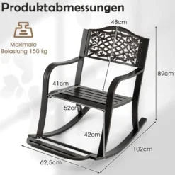 Schaukelstuhl aus Aluminiumguss mit Fußstütze Schaukelsessel Relaxstuhl Schwingsessel