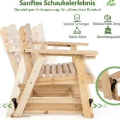 Schaukelstuhl aus Holz für den Außenbereich 80 x 81 x 87 cm Natur