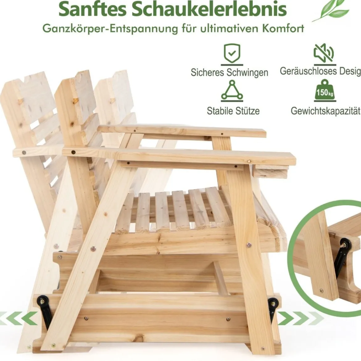 Schaukelstuhl aus Holz für den Außenbereich 80 x 81 x 87 cm Natur