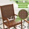 Schaukelstuhl aus Holz mit Armlehne & Kunstledergeflecht & Gummibaumrahmen Braun