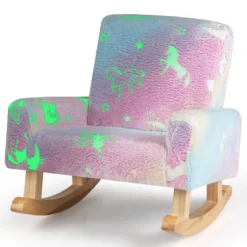 Schaukelstuhl Kinder Kindersofa im Dunkeln Leuchtend Kindersessel gepolstert aus Flanellstoff Bunt