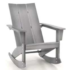 Schaukelstuhl Outdoor Adirondack Gartensessel aus HDPE 93 x 55,5 x 90 cm Grau