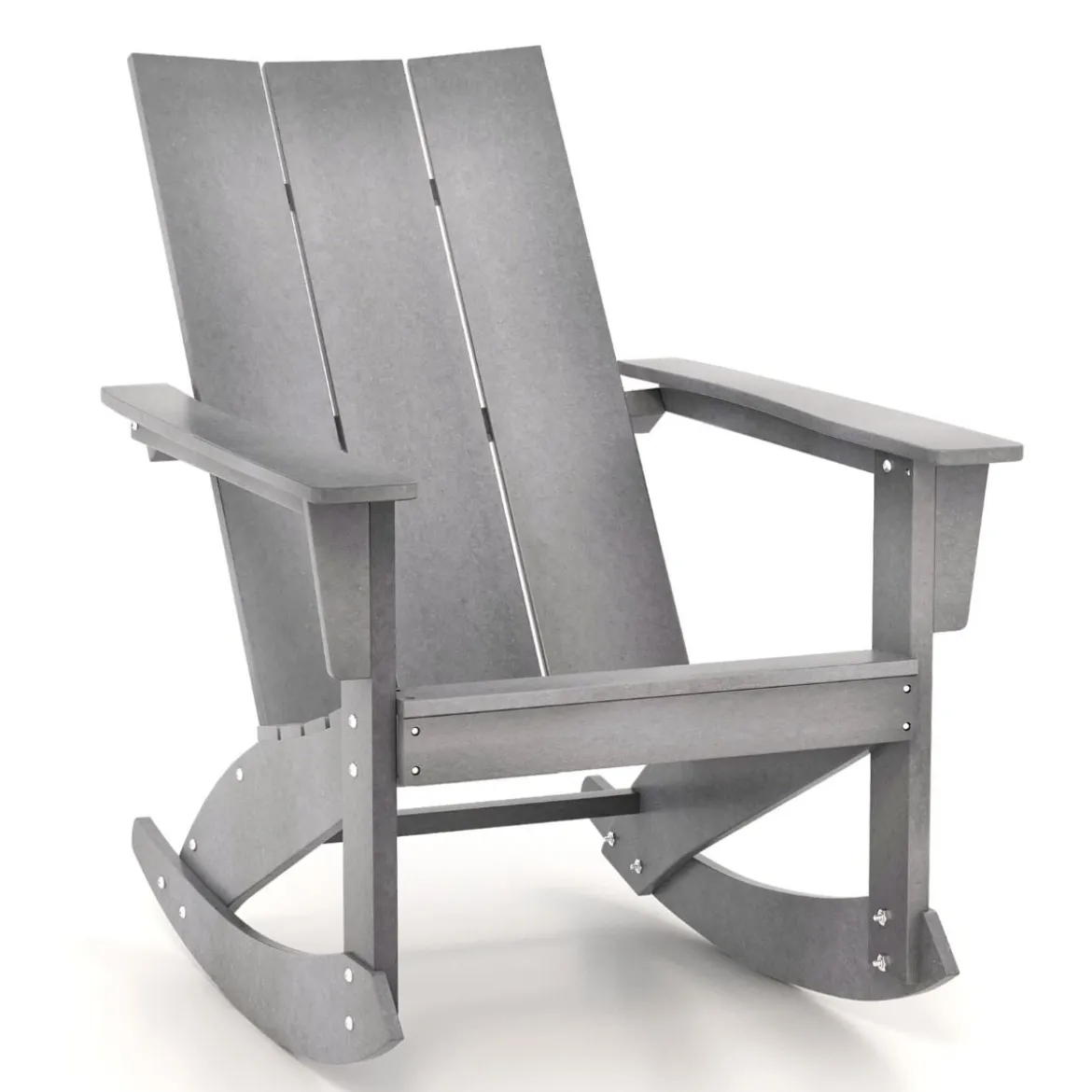 Schaukelstuhl Outdoor Adirondack Gartensessel aus HDPE 93 x 55,5 x 90 cm Grau