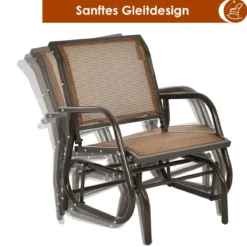 Schaukelstuhl, Outdoor-Schaukelstuhl mit Metallrahmen Schaukelstuhl Gartenstuhl Schwingstuhl Braun