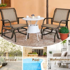 Schaukelstuhl, Outdoor-Schaukelstuhl mit Metallrahmen Schaukelstuhl Gartenstuhl Schwingstuhl Braun