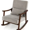 Schaukelstuhl Sessel Wohnzimmer Gepolsterter Loungesessel mit Armlehnen Braun