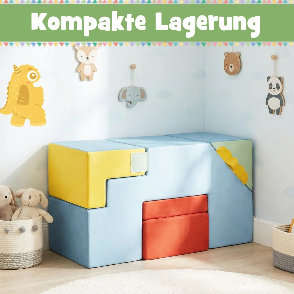 Schaumstoff Bausteine für Kinder Kleinkind-Klettergerüst mit Rutsche & Treppe Weiche Kletterspielzeug Bunt