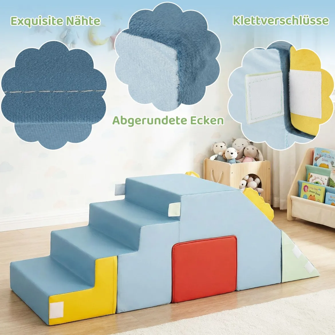 Schaumstoff Bausteine für Kinder Kleinkind-Klettergerüst mit Rutsche & Treppe Weiche Kletterspielzeug Bunt