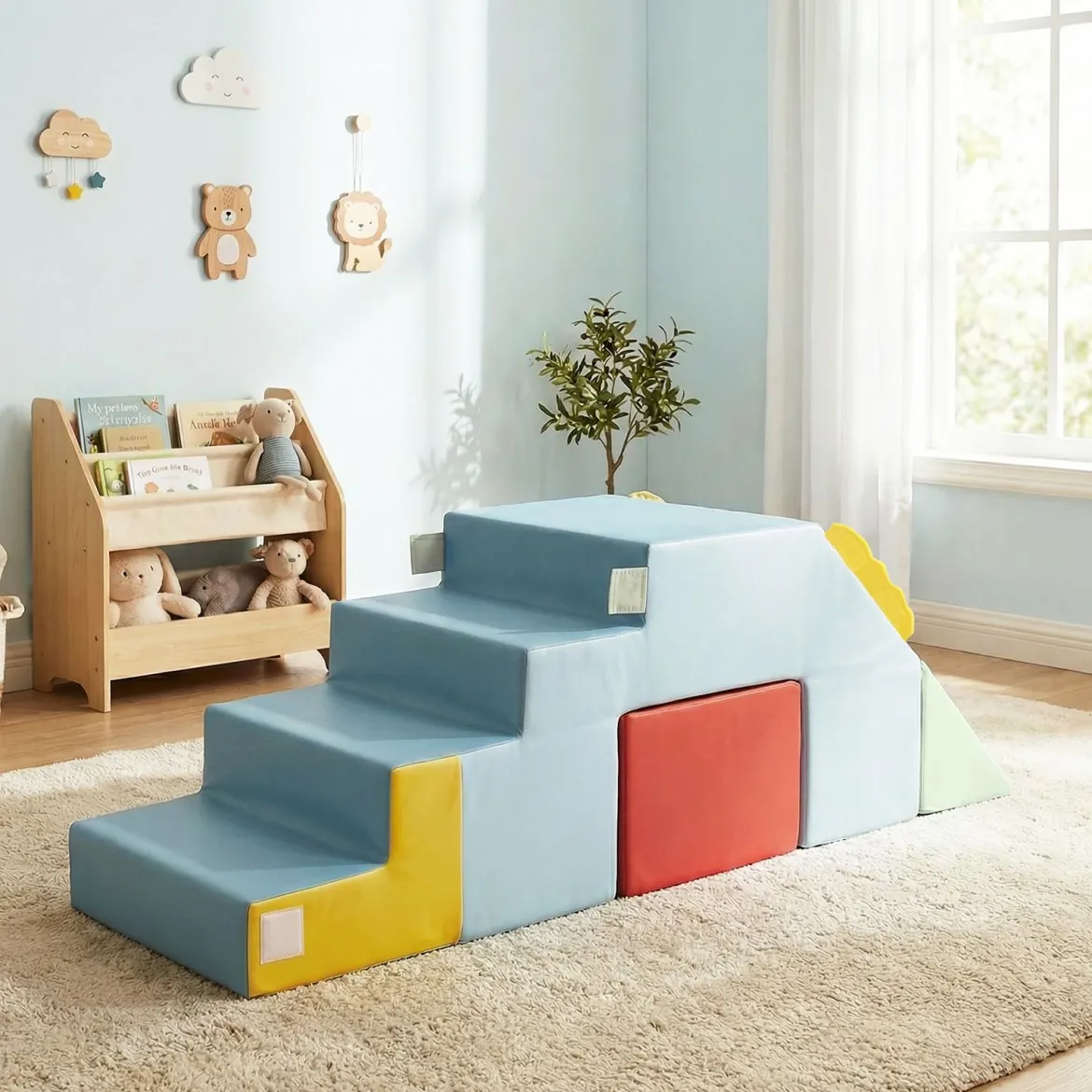 Schaumstoff Bausteine für Kinder Kleinkind-Klettergerüst mit Rutsche & Treppe Weiche Kletterspielzeug Bunt