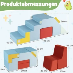 Schaumstoff Bausteine für Kinder Kleinkind-Klettergerüst mit Rutsche & Treppe Weiche Kletterspielzeug Bunt