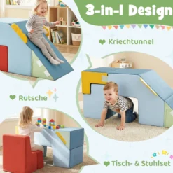 Schaumstoff Bausteine für Kinder Kleinkind-Klettergerüst mit Rutsche & Treppe Weiche Kletterspielzeug Bunt