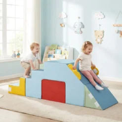 Schaumstoff Bausteine für Kinder Kleinkind-Klettergerüst mit Rutsche & Treppe Weiche Kletterspielzeug Bunt