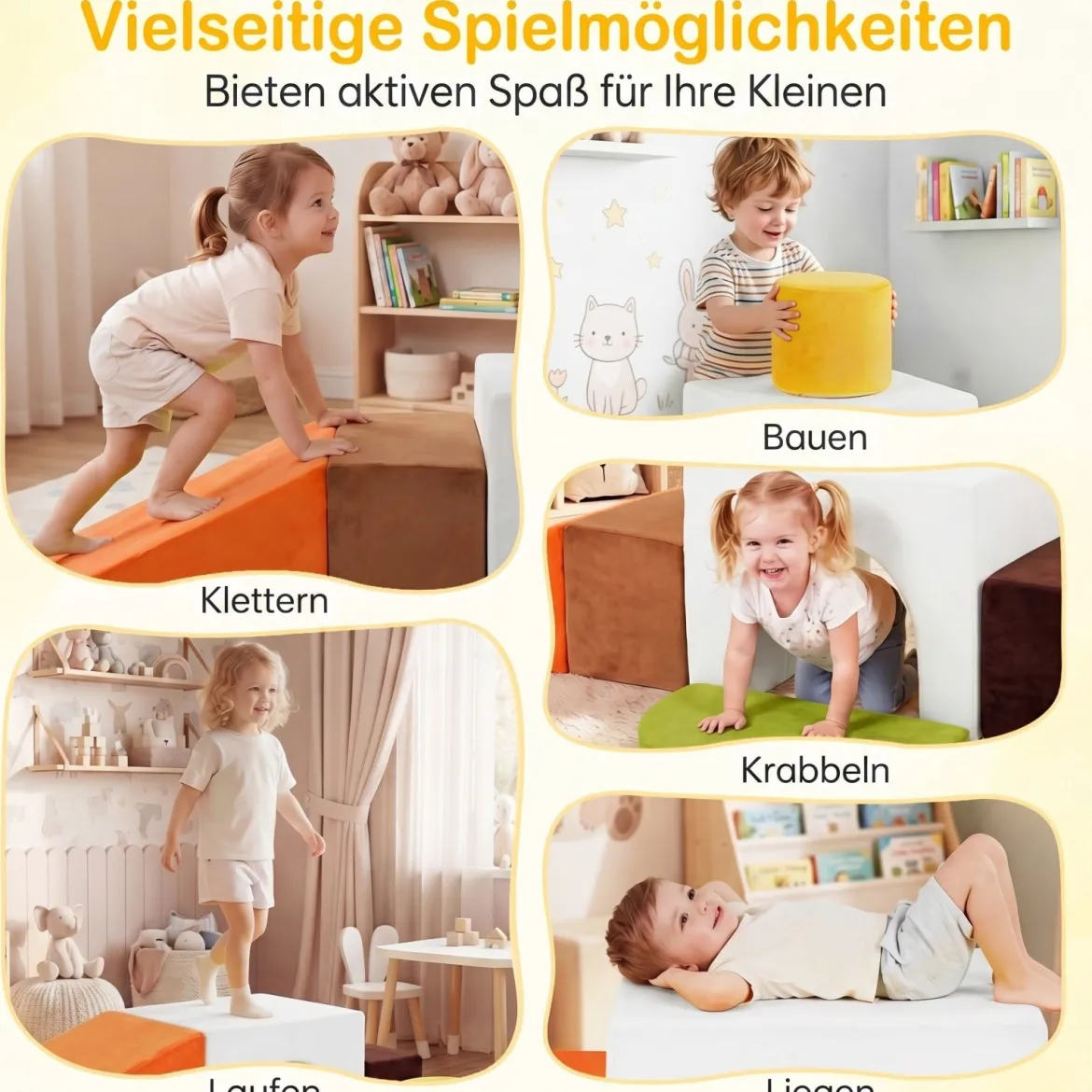 Schaumstoff Bausteine 6-Teilige Weiche Schaumstoffbausteine aus Samt Indoor Softbausteine
