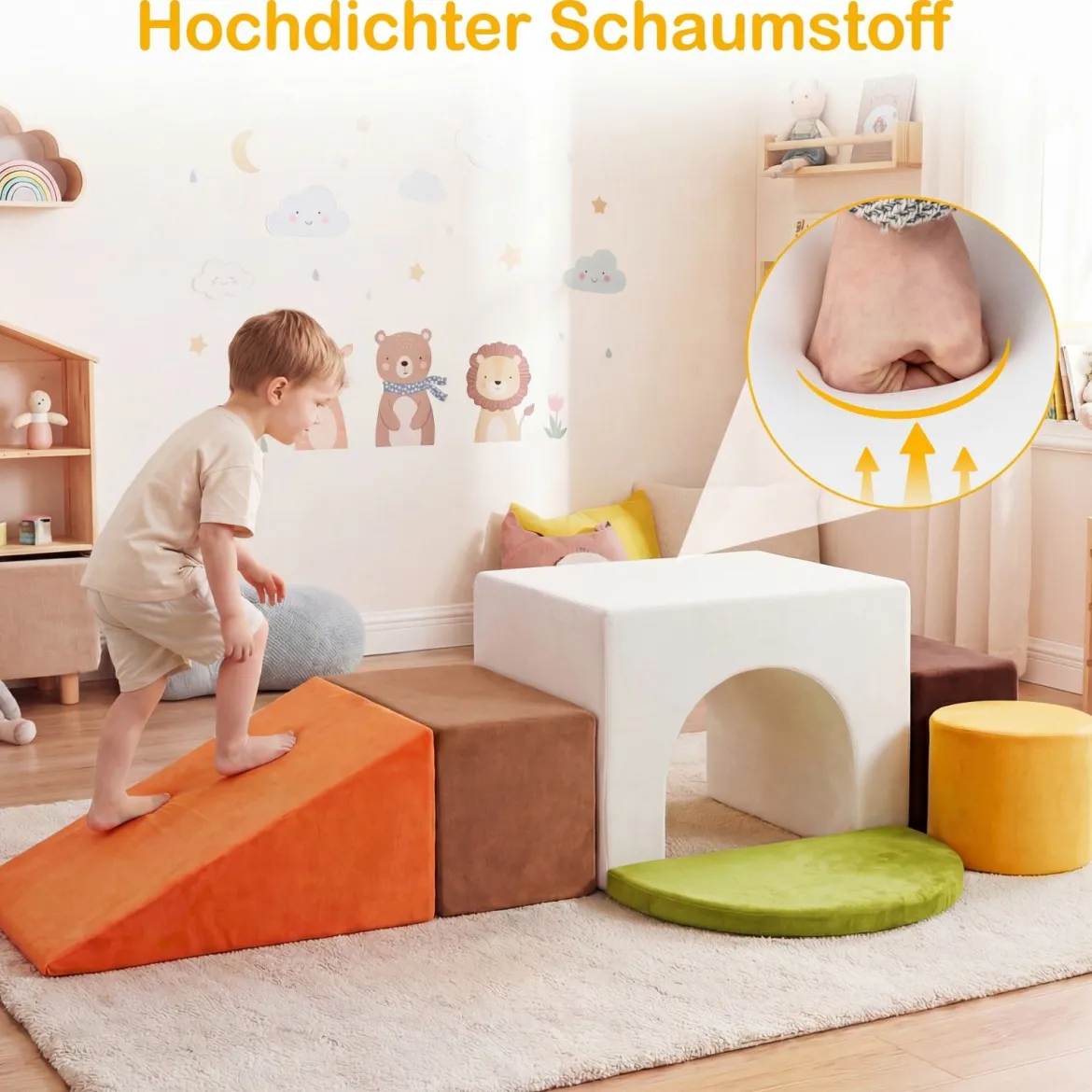 Schaumstoff Bausteine 6-Teilige Weiche Schaumstoffbausteine aus Samt Indoor Softbausteine