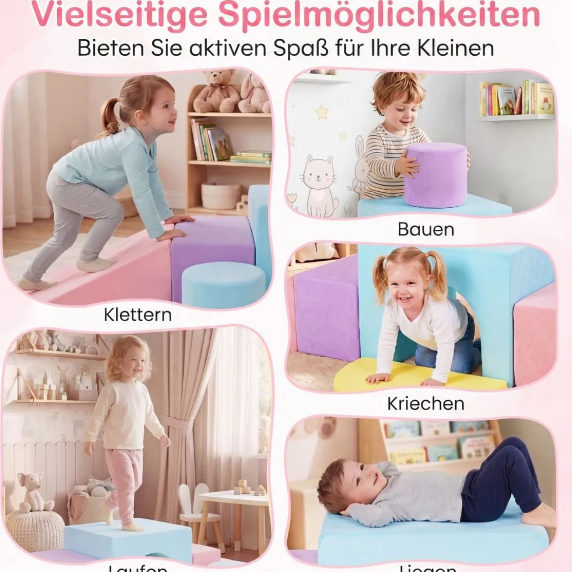 Schaumstoff Bausteine 6-Teilige Weiche Schaumstoffbausteine aus Samt Indoor Softbausteine
