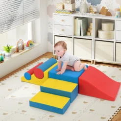 Schaumstoff-Kletterblöcke für Kleinkinder 7-teiliges Softspielzeug-Set mit Klettverschlüssen zum Krabbeln