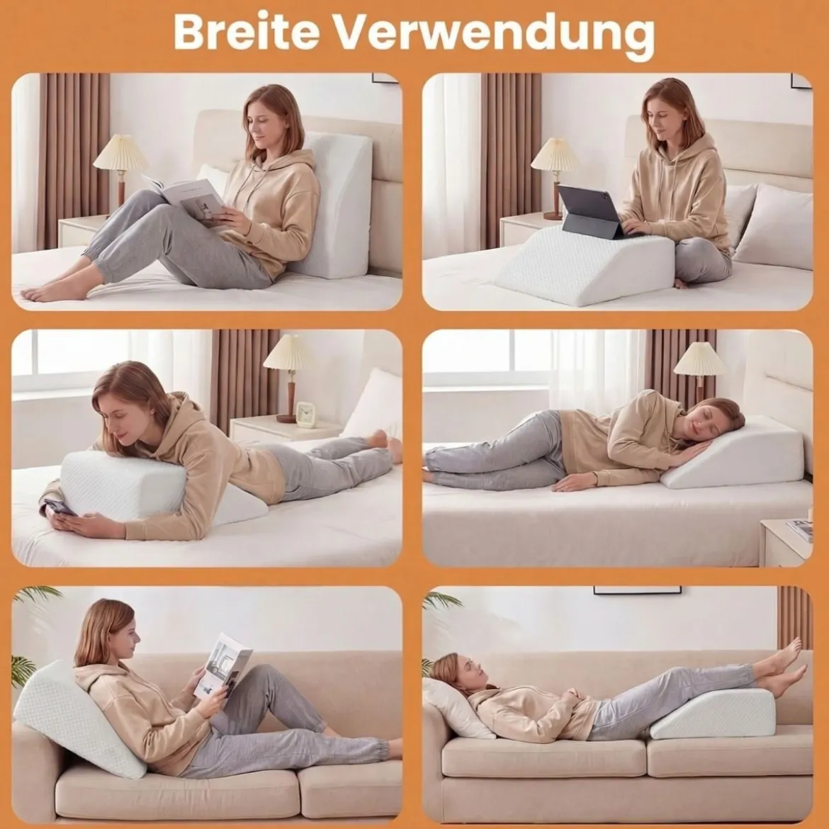 Schaumstoff Venenkissen Beinhochlagerung Abnehmbar Waschbar Orthopädisch für Füße Knie Weiß