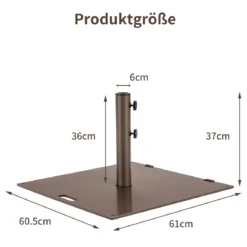 Schirmständer mit 2 Feststellknöpfen & 2 Rädchen tragbarer Schirmständer 60,5 x 61 x 36 cm Braun