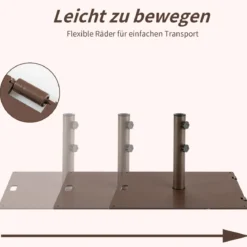 Schirmständer mit 2 Feststellknöpfen & 2 Rädchen tragbarer Schirmständer 60,5 x 61 x 36 cm Braun