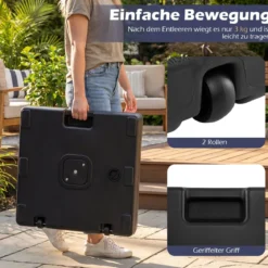 Schirmständer mit Rollen Quadratischer Schirmgewicht mit 2 Rollen Griff & 2 Adaptern für Schirmstange 39/49 mm