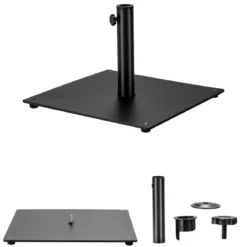 Schirmständer Schirmständer mit 3 Adaptern Schirmständer mit verstellbarem Fuß 50 x 50 cm Schwarz