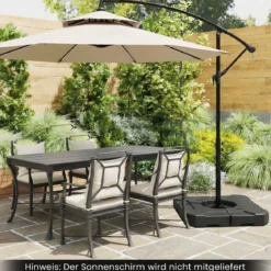 Schirmständer 2 teilige quadratische Platten mit Griffen befüllbar für Garten 89 x 89 cm Schwarz