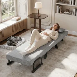 Schlafsessel mit Bettfunktion Umwandelbares Schlafsofa mit 5-fach Verstellbarer Rückenlehne für Zuhause